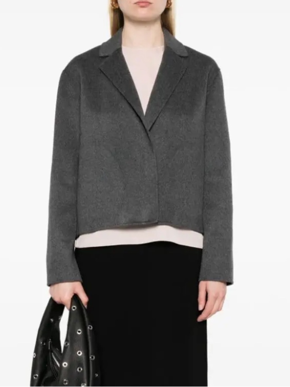Theory Cropped Double Face Wool Notched Lapel Jacket
